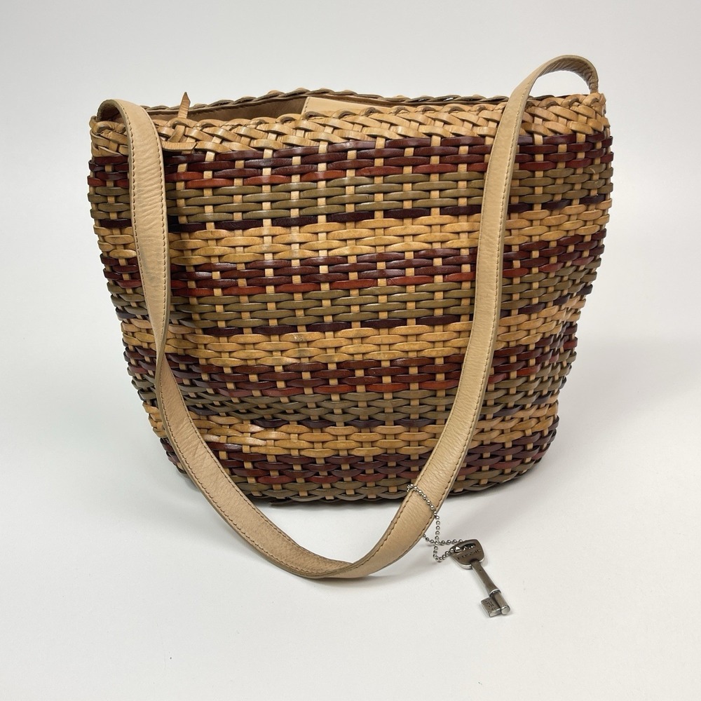 Fossil Woven Straw Satchel in Tan, Brown, Olive & Burgundy